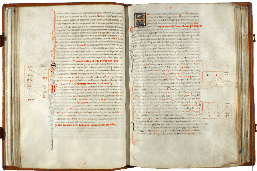 pagina iniziale capitolo nono del Liber abaci<br>Conv. Sopp. C.I. 2616, BNCF,  folio 48 verso - 49 recto