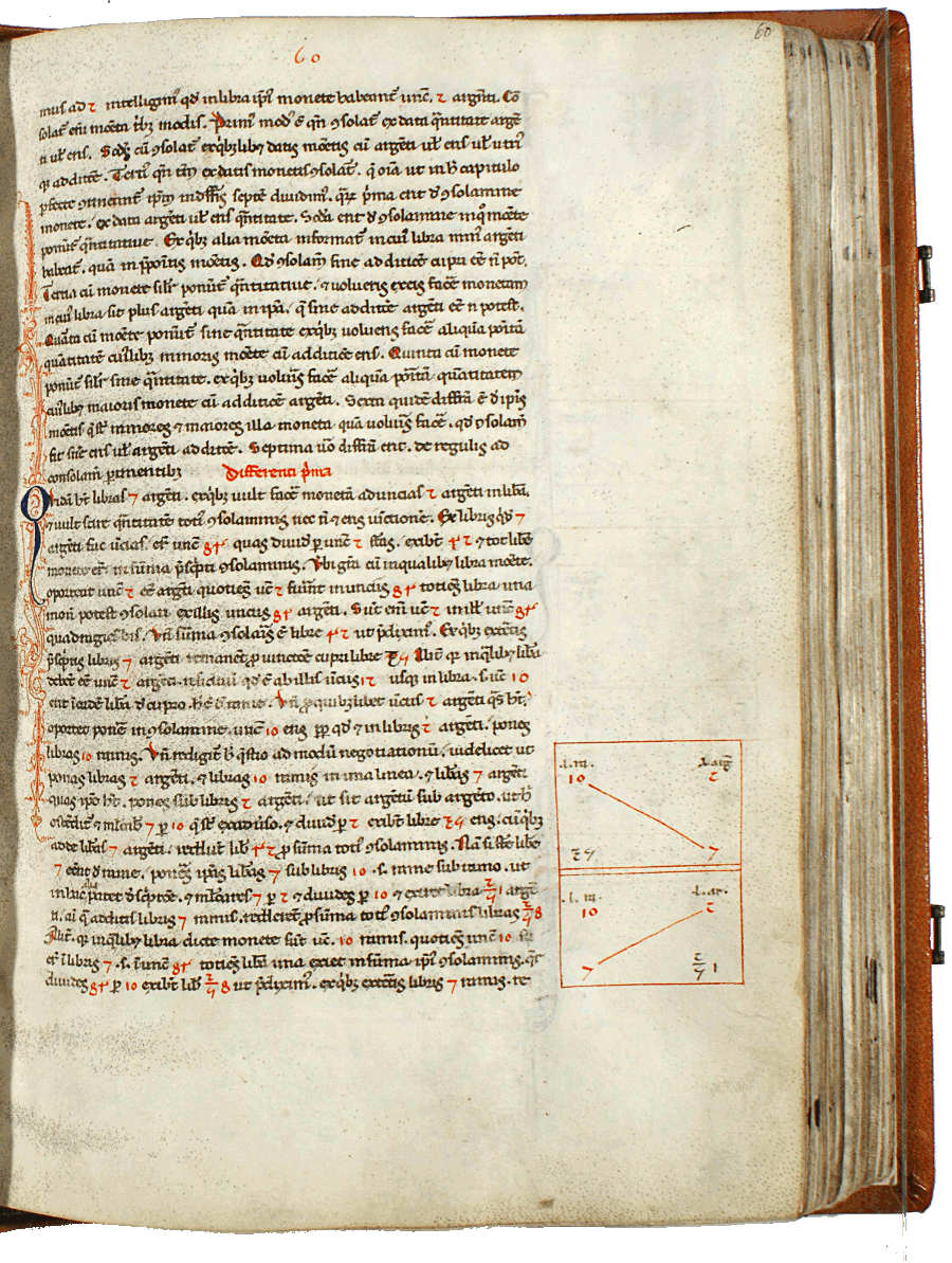 pagina iniziale capitolo undicesimo del Liber abaci - prima differenza<br>Conv. Sopp. C.I. 2616, BNCF,  folio 60 recto